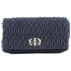Miu Miu Crystal Clutch Matelasse Denim Small