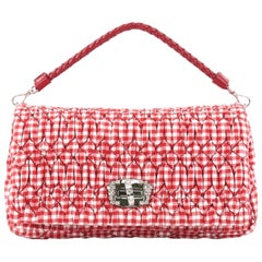 Miu Miu Crystal Clutch Matelasse Gingham Print Canvas Small