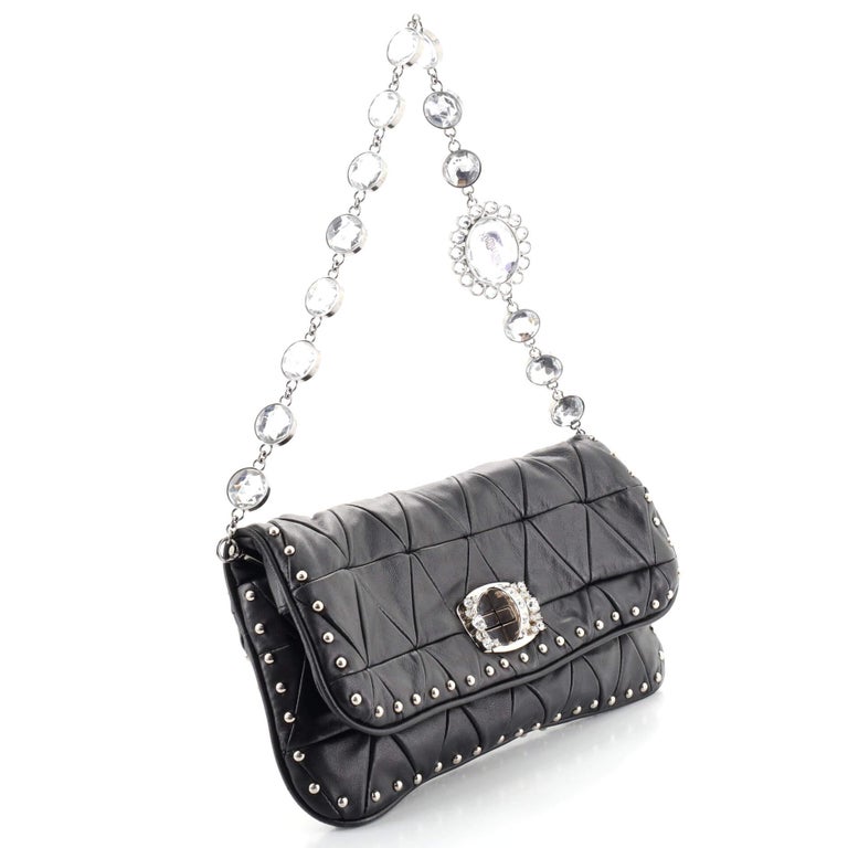 Miu Miu Crystal Clutch Studded Quilted Leather Medium at 1stDibs