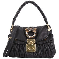 Miu Miu Crystal Coffer Convertible Hobo Matelasse Leather Medium