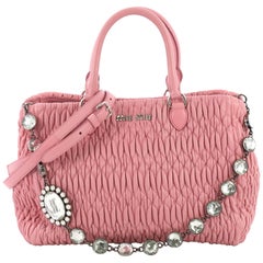 Miu Miu Crystal Convertible Tote Matelasse Leather Medium