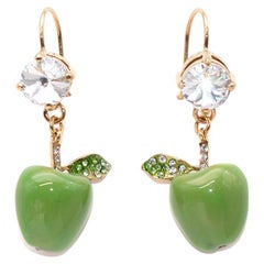 Miu Miu Crystal Embellished Apple Drop Earrings 