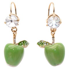 Miu Miu Crystal Embellished Apple Drop Earrings