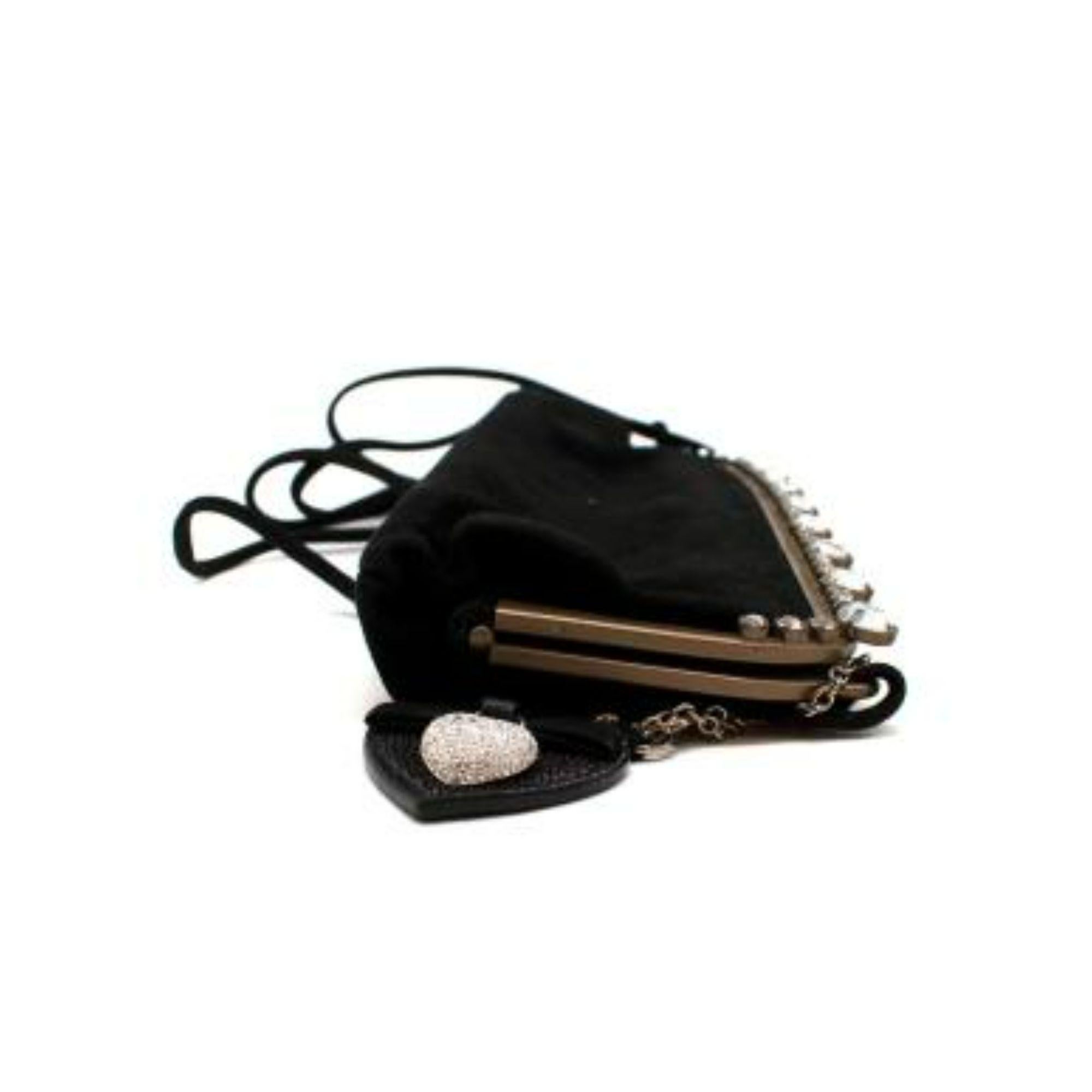 Miu Miu Crystal Embellished Black Satin Shoulder Bag For Sale 6