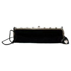 Miu Miu Crystal Embellished Black Satin Shoulder Bag