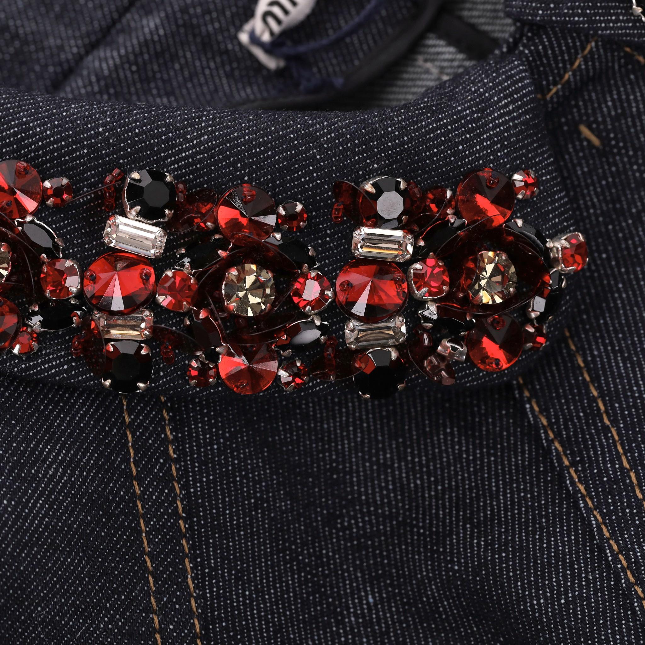 Women's Miu Miu Crystal Embellished Denim Coat