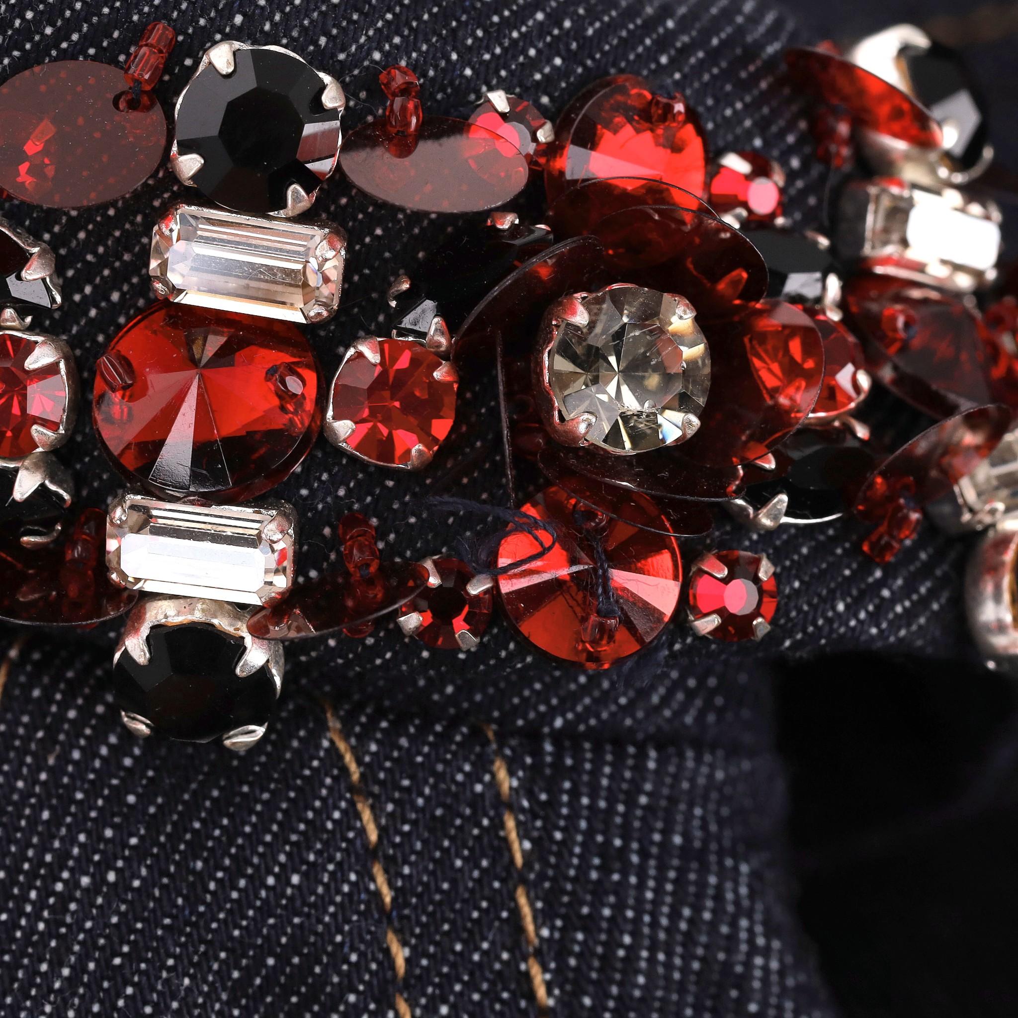 Miu Miu Crystal Embellished Denim Coat 1