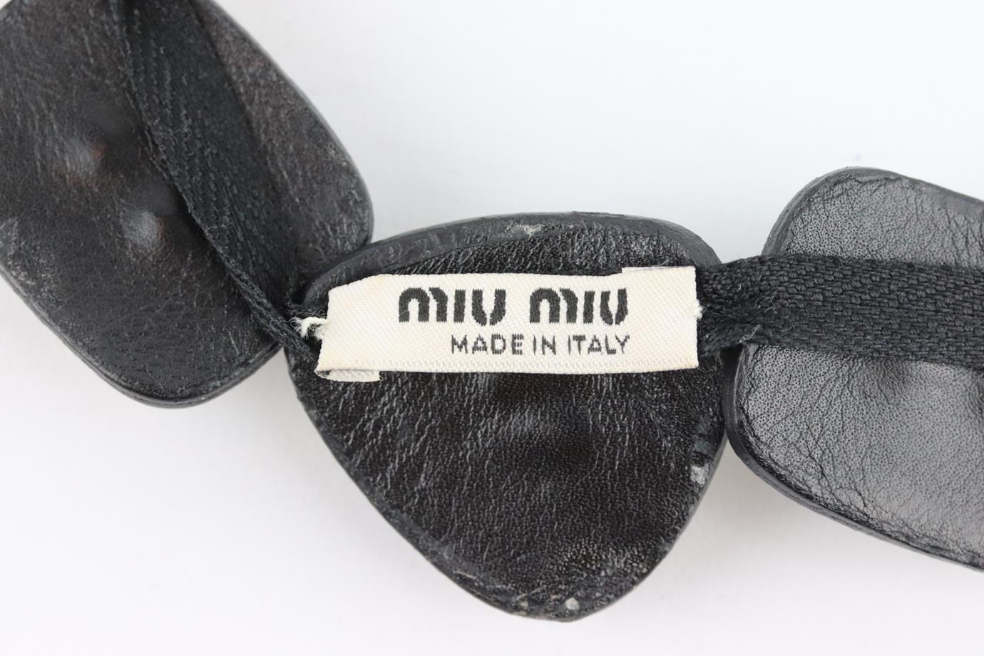 Miu Miu Crystal Embellished Leather Necklace In Excellent Condition In London, GB