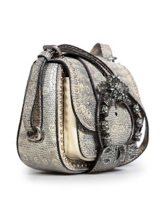 Miu Miu Crystal Embellished Lizard Dahlia Shoulder Bag