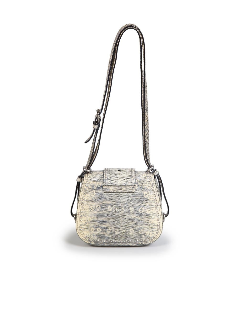 Gray Miu Miu Crystal Embellished Lizard Dahlia Shoulder Bag
