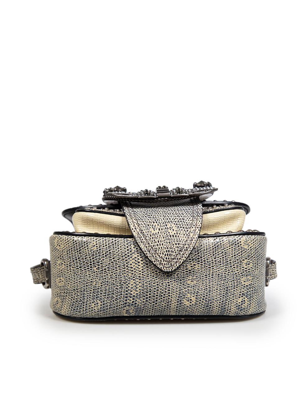 Miu Miu Crystal Embellished Lizard Dahlia Shoulder Bag In Good Condition In London, GB