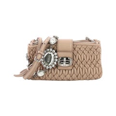 Miu Miu Crystal Zip Crossbody Bag Matelasse Leather Small