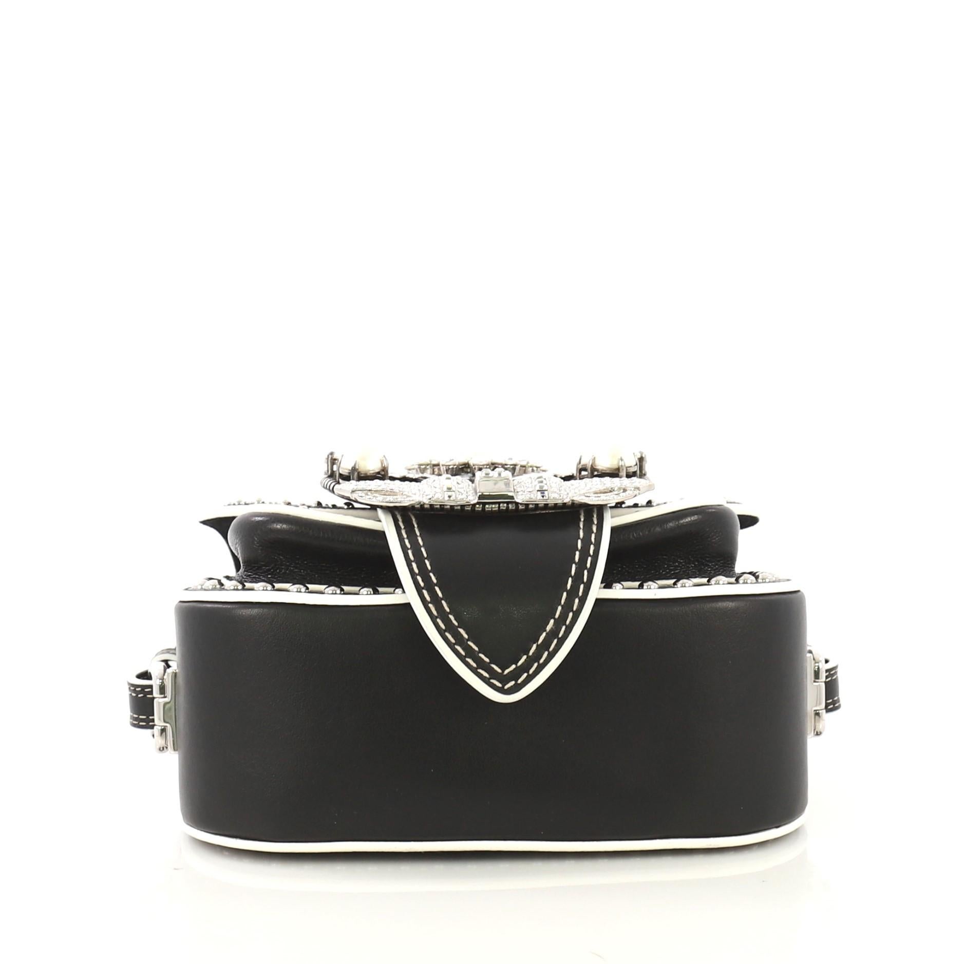Black Miu Miu Dahlia Crossbody Bag Crystal Embellished Leather Small
