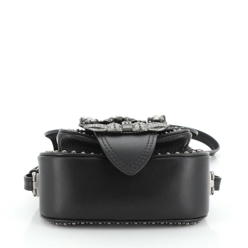 Black Miu Miu Dahlia Crossbody Bag Crystal Embellished Leather Small