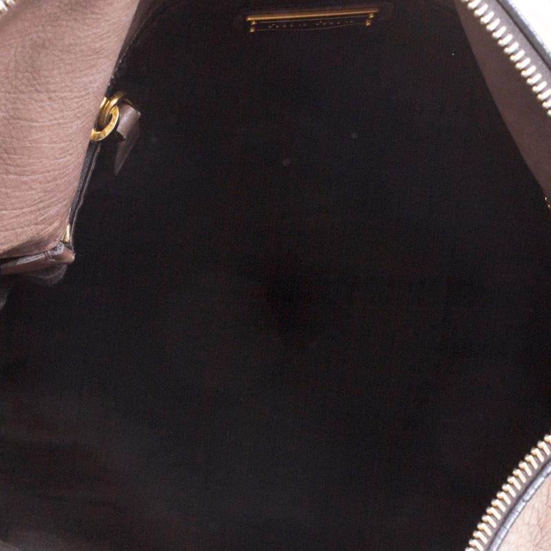 Miu Miu Dark Beige Leather Bow Top Handle Bag 2
