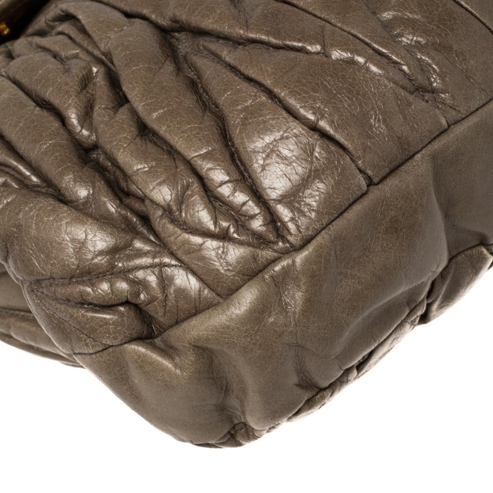 Miu Miu Dark Beige Matelasse Leather Coffer Hobo 4