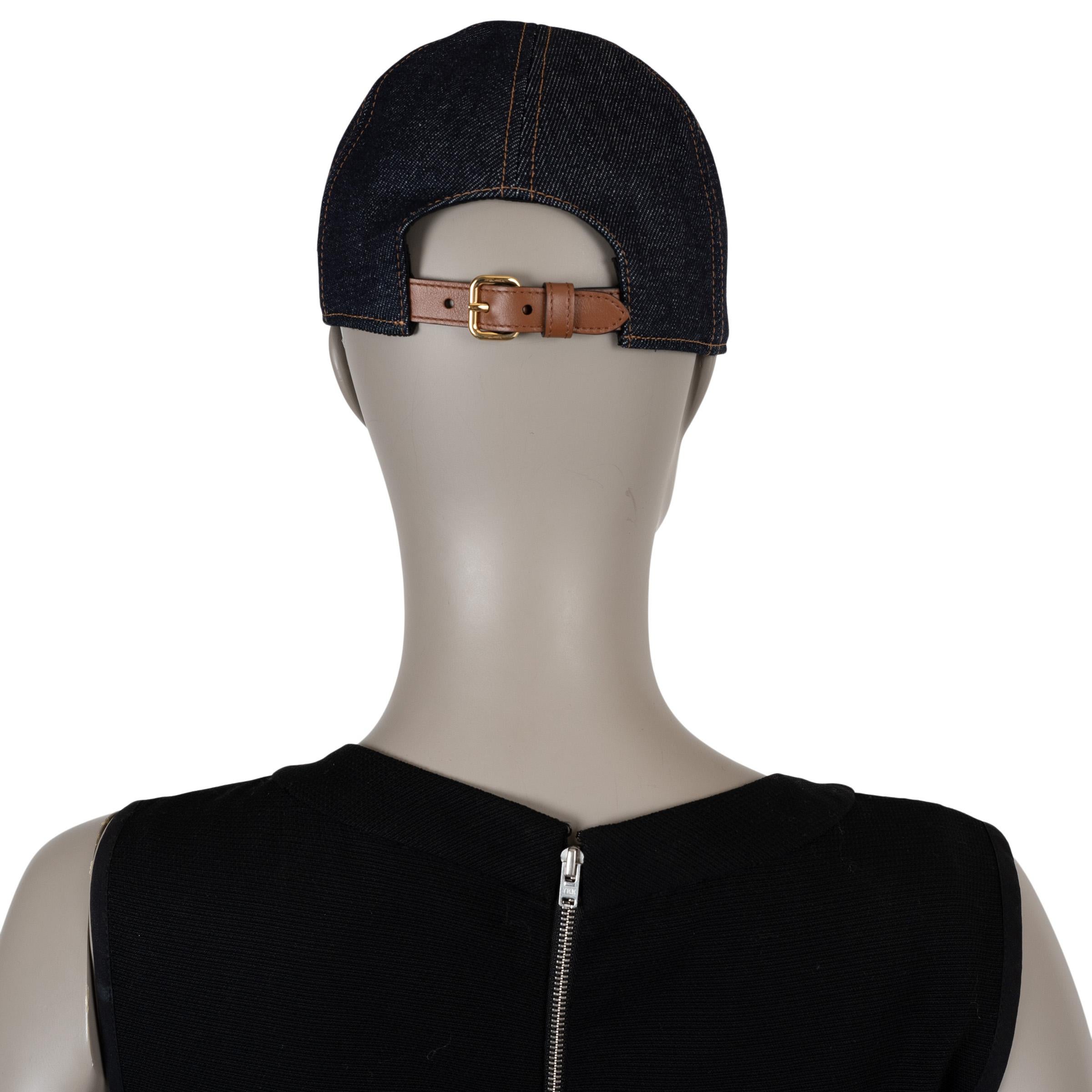 MIU MIU Cappello in cotone blu scuro DENIM LOGO BASEBALL CAP S In condizioni ottime in vendita a Zürich, CH