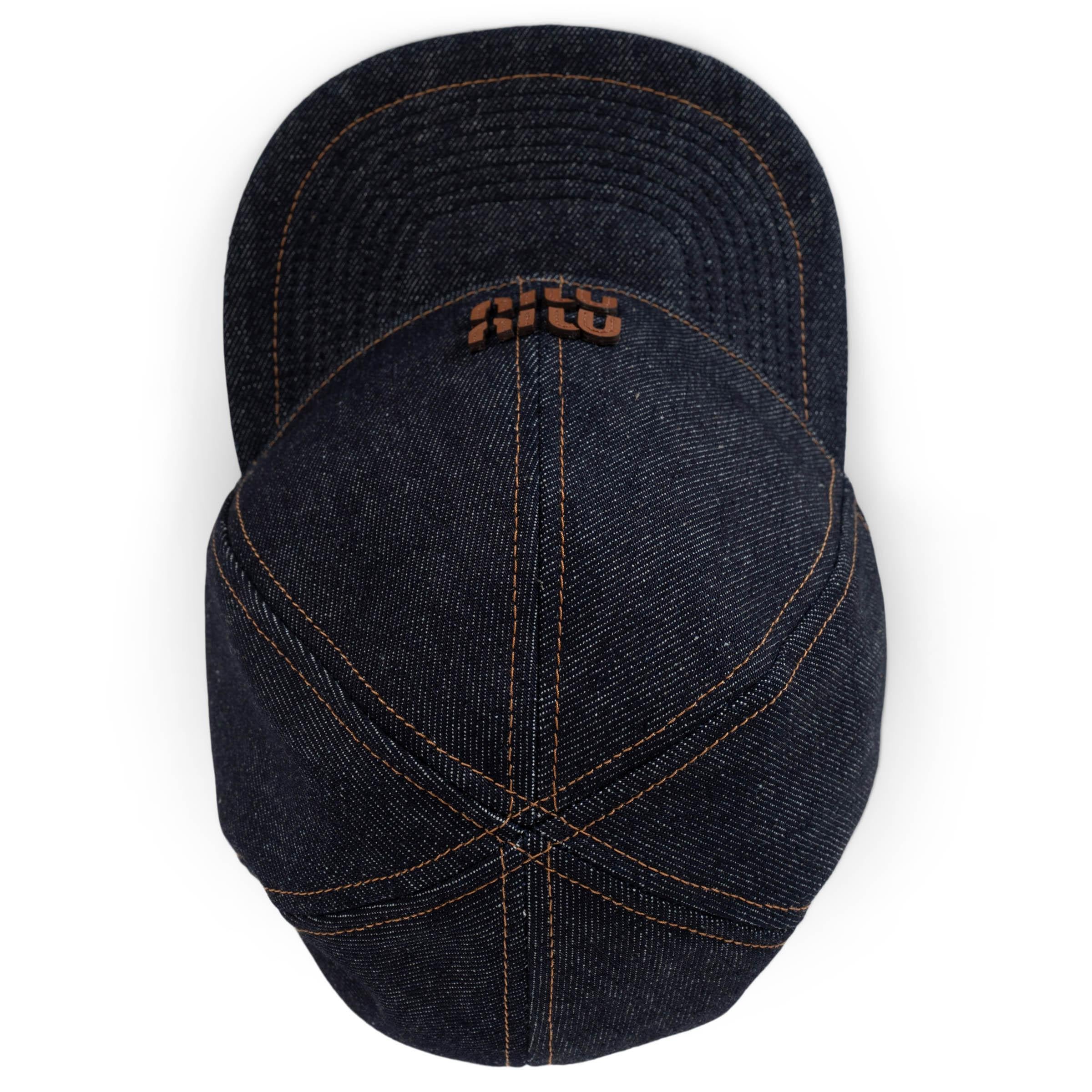 Donna MIU MIU Cappello in cotone blu scuro DENIM LOGO BASEBALL CAP S in vendita