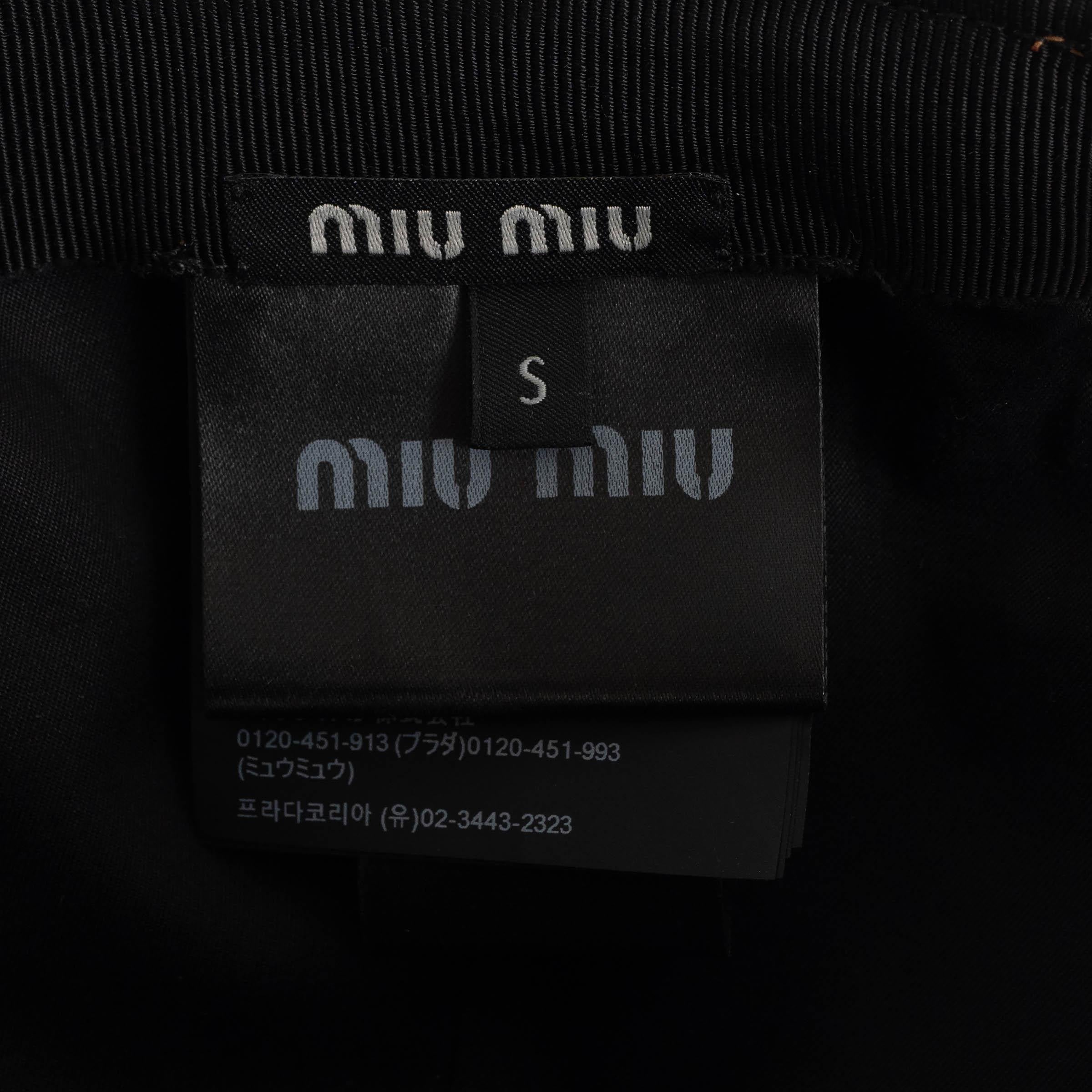 MIU MIU Cappello in cotone blu scuro DENIM LOGO BASEBALL CAP S in vendita 2
