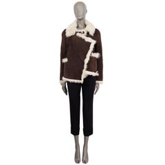 MIU MIU dark brown DOUBLE BREASTED SHEARLING Coat Jacket 40 S