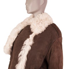 MIU MIU dark brown DOUBLE BREASTED SHEARLING Coat Jacket 40 S