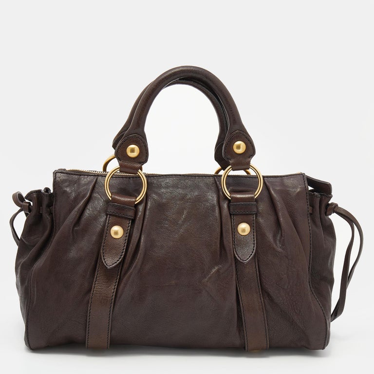 Miu Miu Prada Bow Vitello Lux Medium Calfskin Leather Satchel, Black, Bow  bag For Sale at 1stDibs