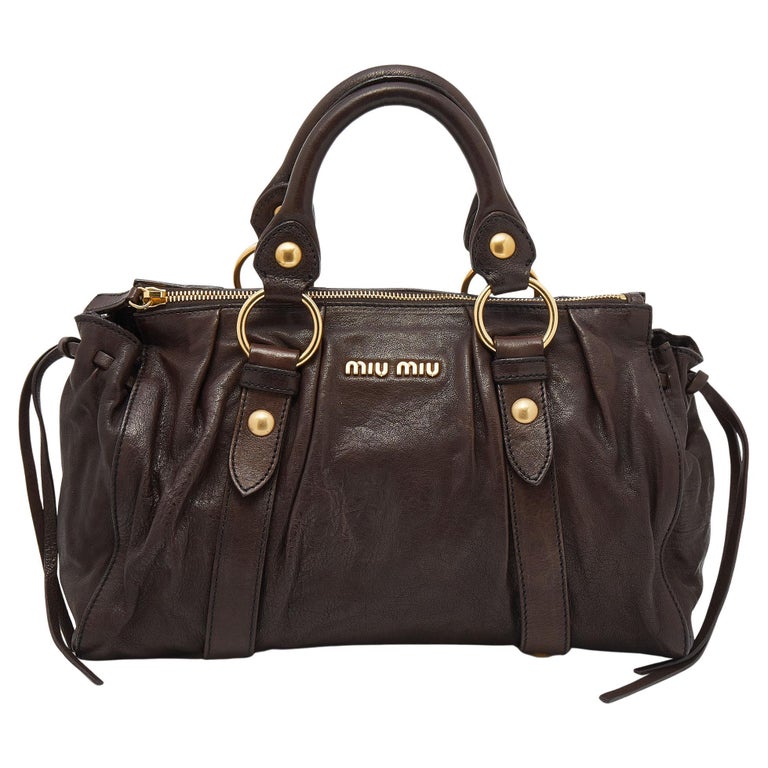 Miu Miu Prada Bow Vitello Lux Medium Calfskin Leather Satchel, Black, Bow Bag