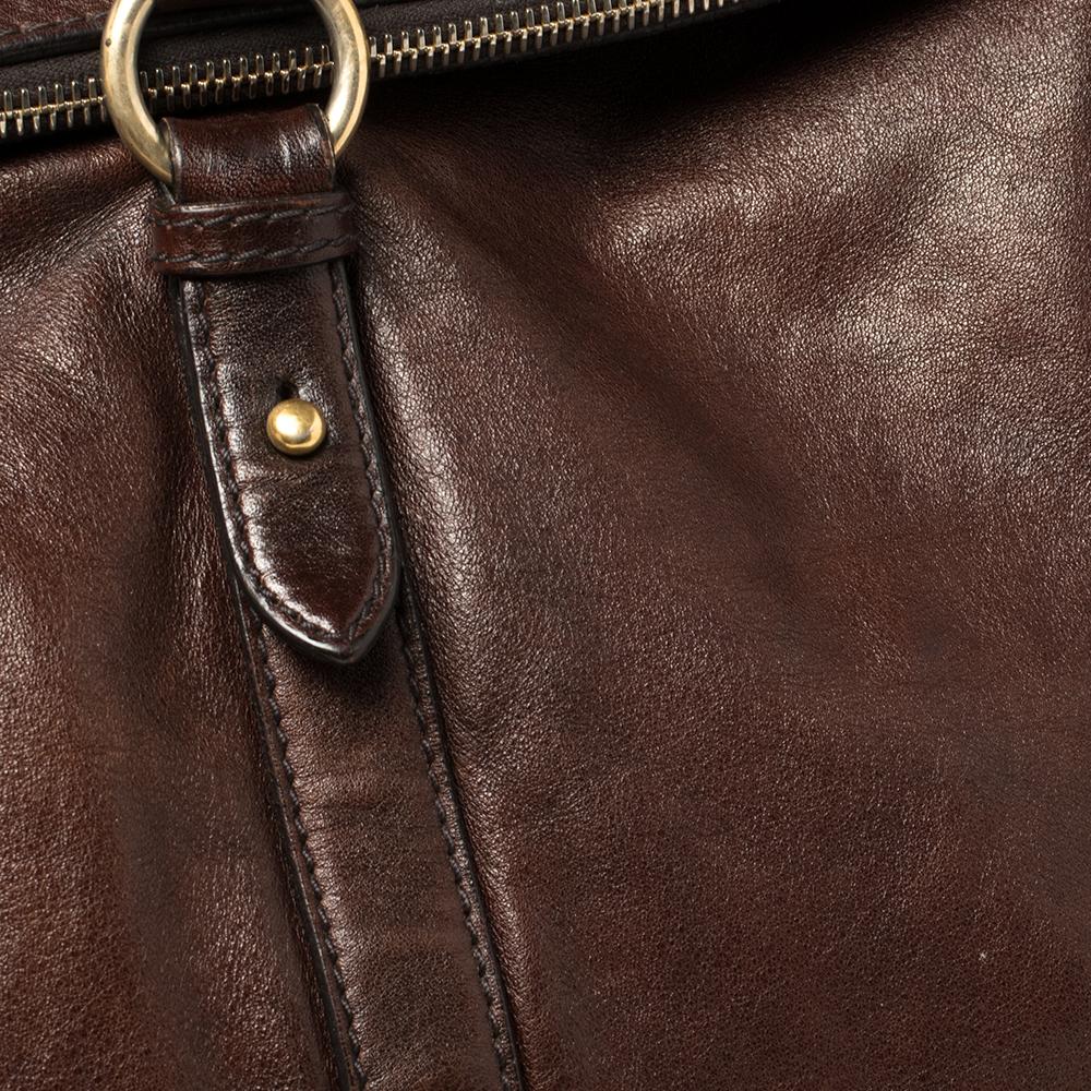 Women's Miu Miu Dark Brown Vitello Lux Leather Side Bow Tote