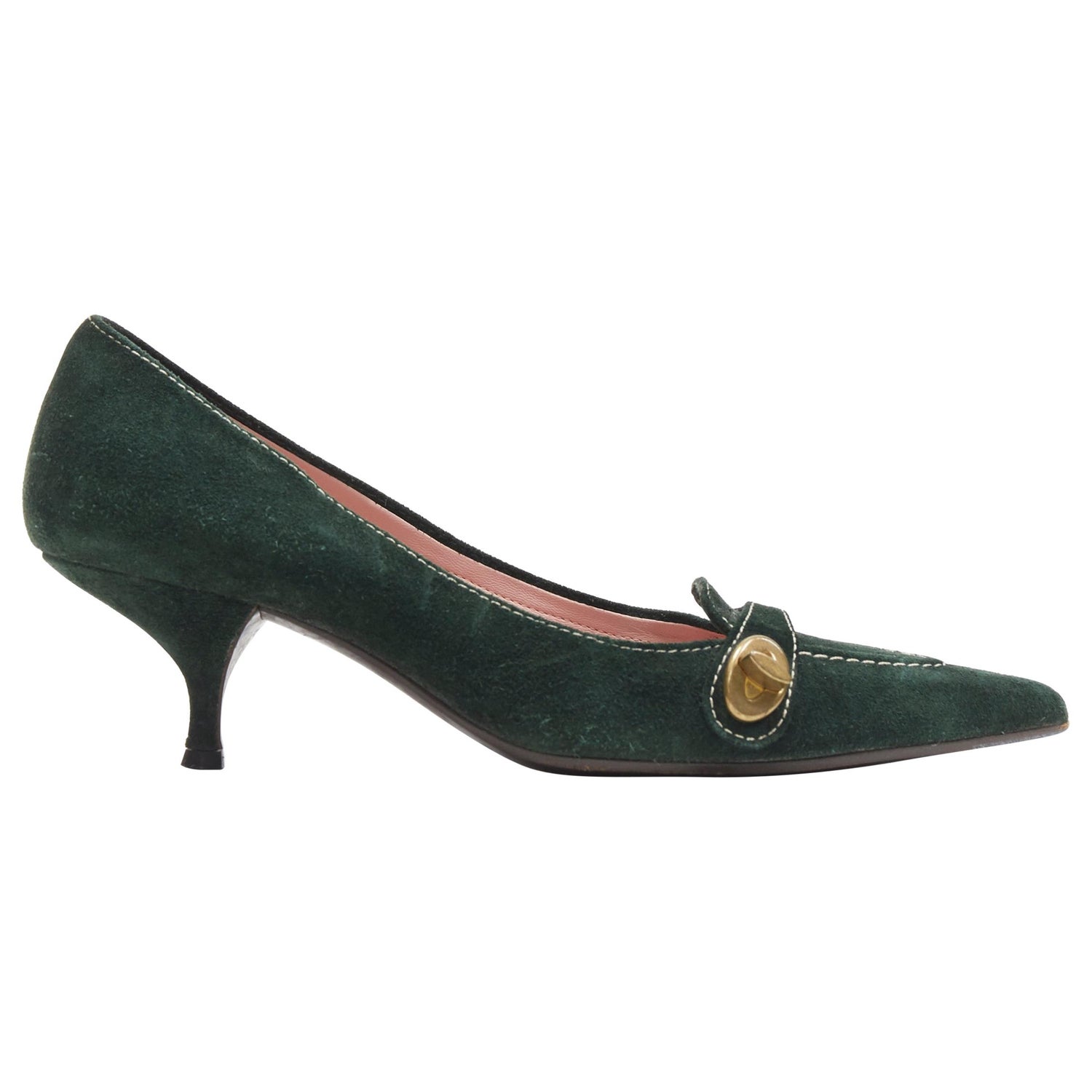 Green Kitten Heels - 3 For Sale on 1stDibs