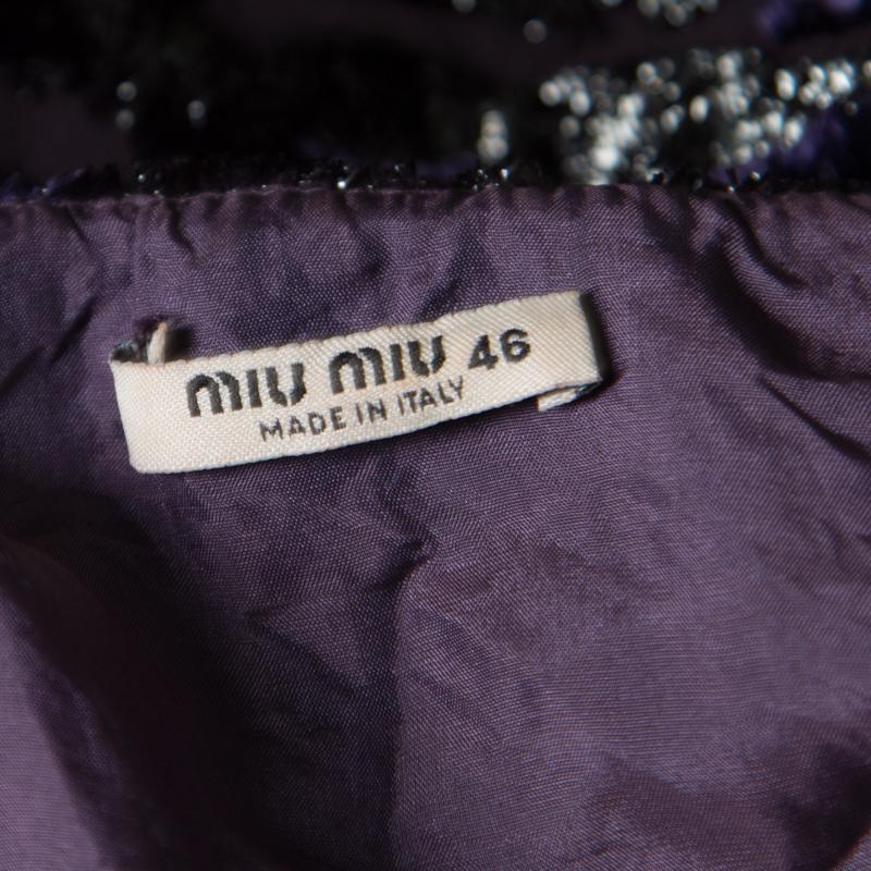 Miu Miu Dark Purple Metallic Animal Pattern Velvet Burnout Sheath Dress L In Good Condition In Dubai, Al Qouz 2