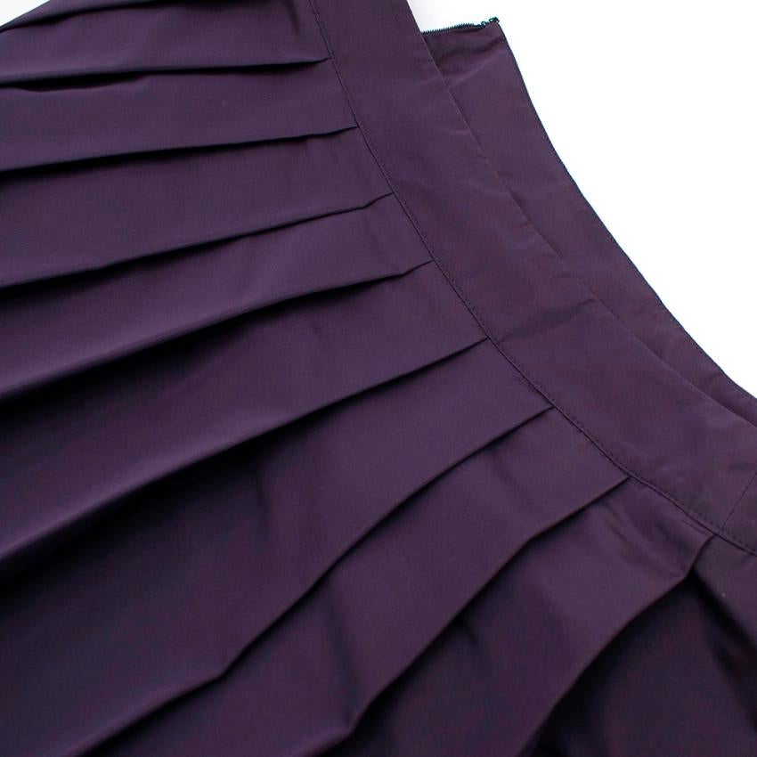 Black Miu Miu Dark Purple Silk Blend Pleated Skirt - Size US 8