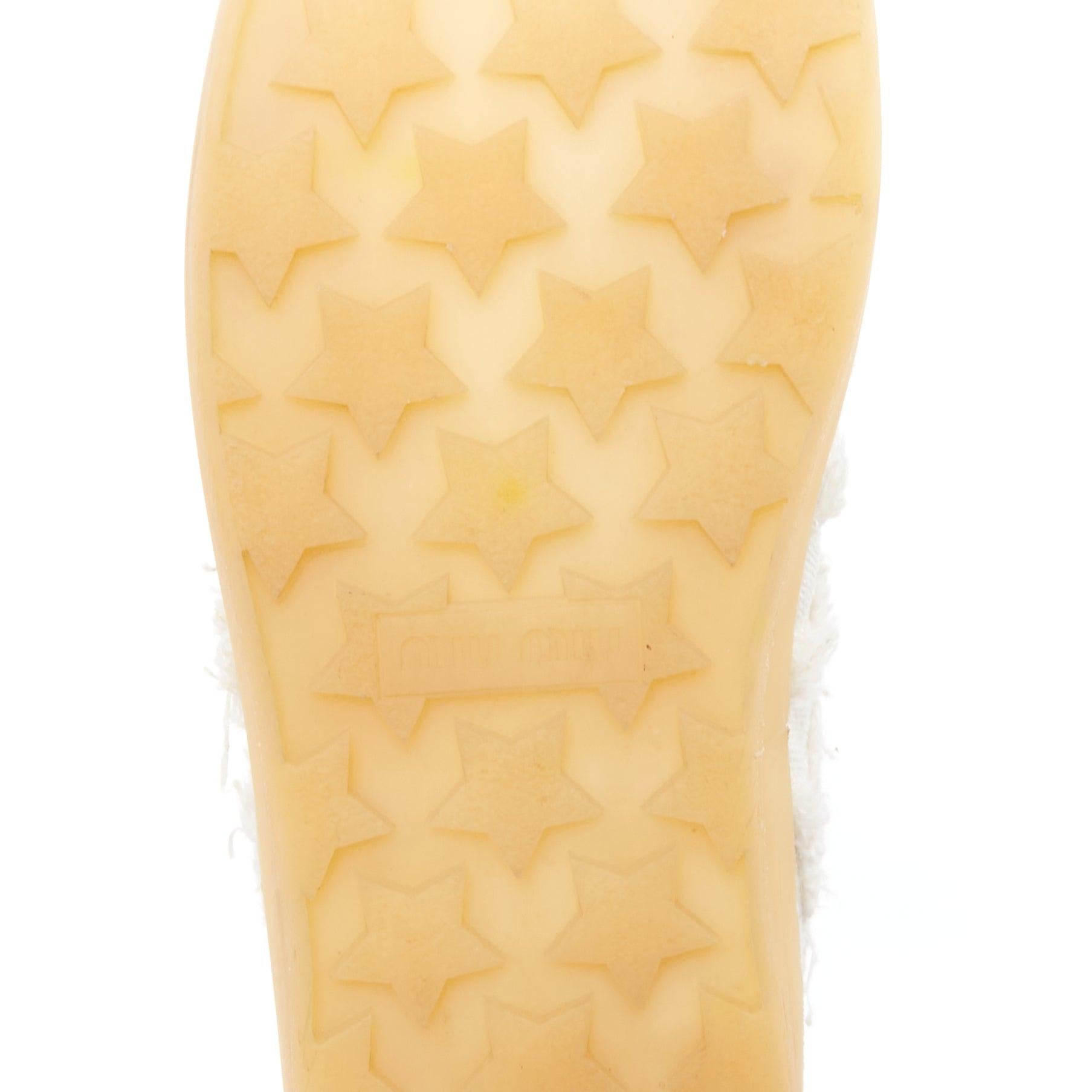 MIU MIU Denim beige crudo corte deshilachado lona zapatillas skate EU37 en venta 5