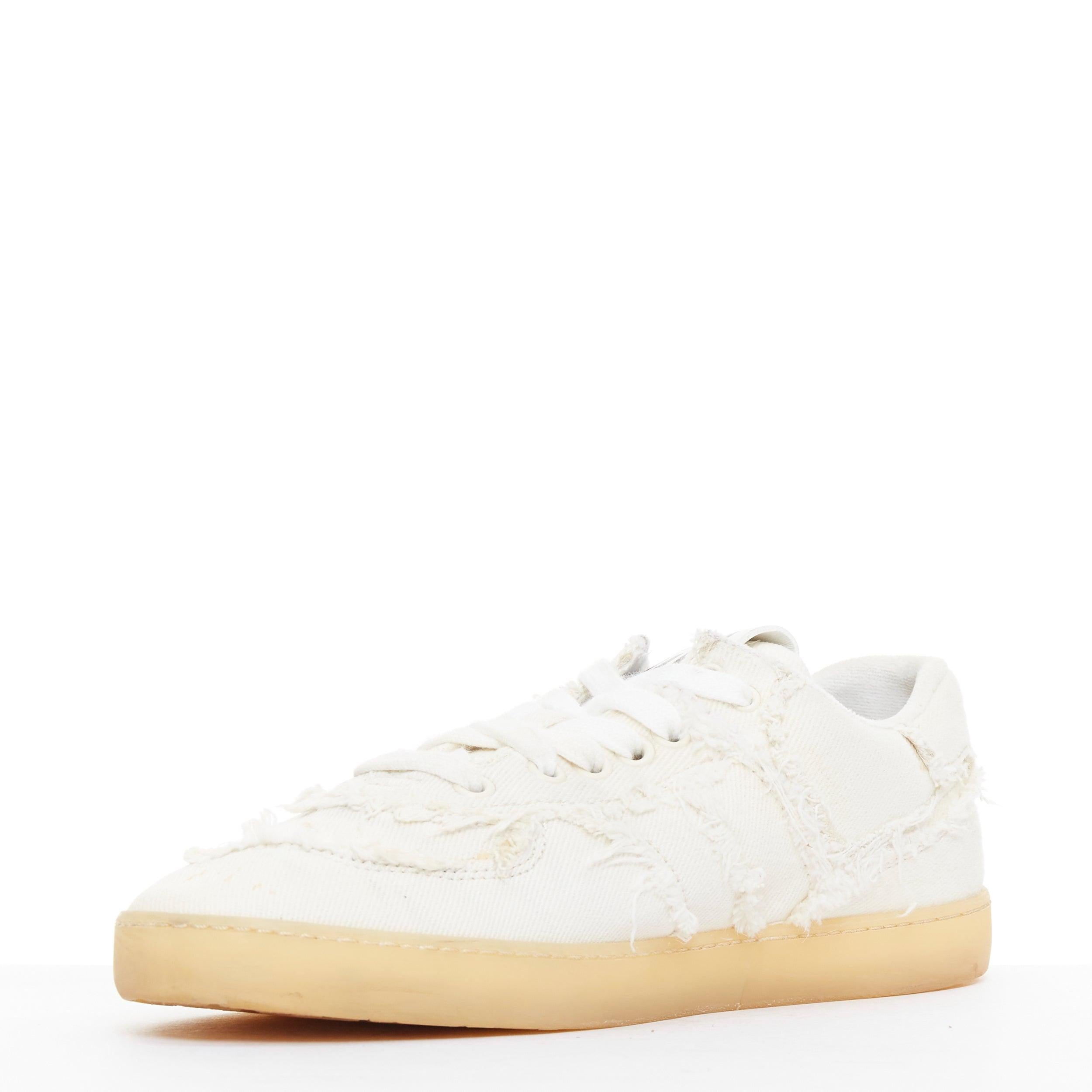 MIU MIU Denim beige crudo corte deshilachado lona zapatillas skate EU37 en Bueno estado para la venta en Hong Kong, NT