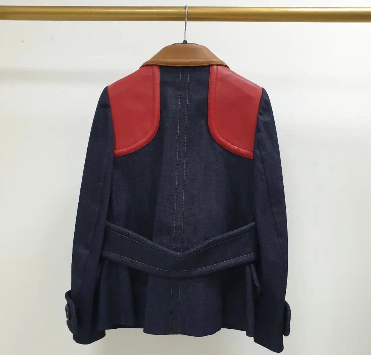 Women's Miu Miu Denim Leather Jacket  For Sale