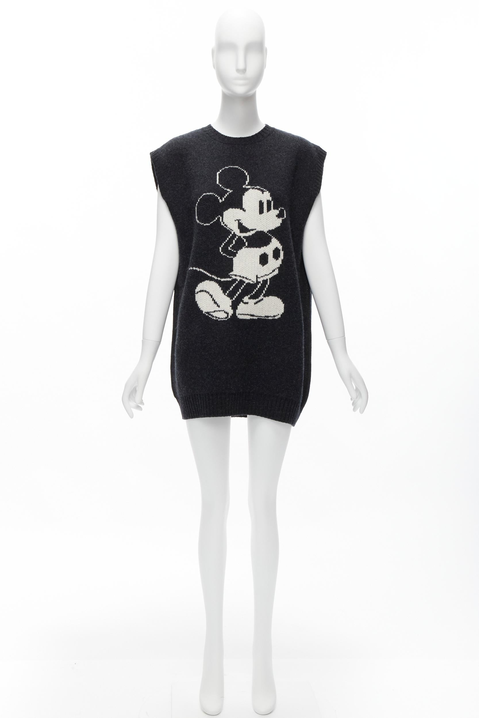 MIU MIU DISNEY 2021 Mickey Mouse 100% virgin wool logo intarsia boxy vest IT36  5