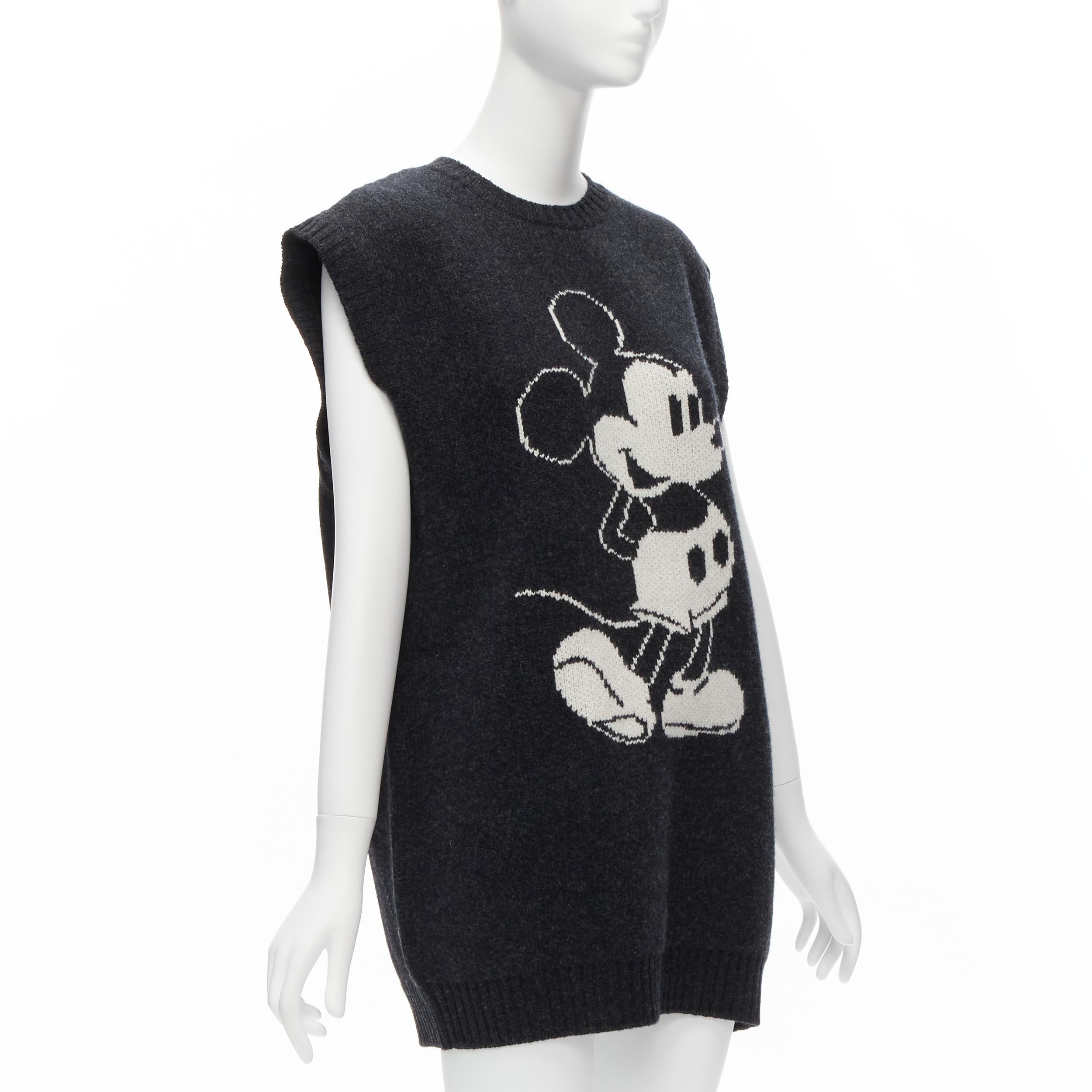 Black MIU MIU DISNEY 2021 Mickey Mouse 100% virgin wool logo intarsia boxy vest IT36 
