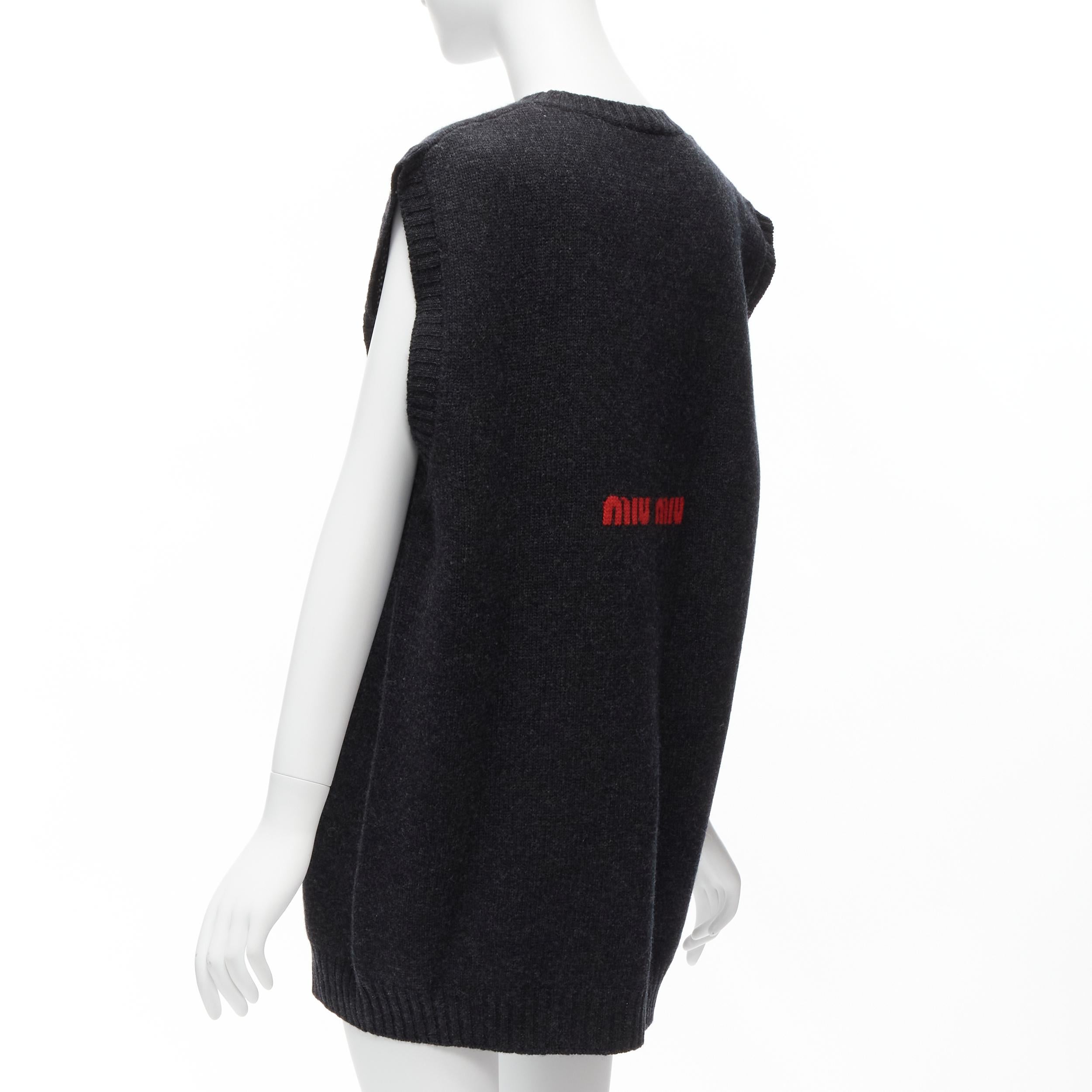 Women's MIU MIU DISNEY 2021 Mickey Mouse 100% virgin wool logo intarsia boxy vest IT36 