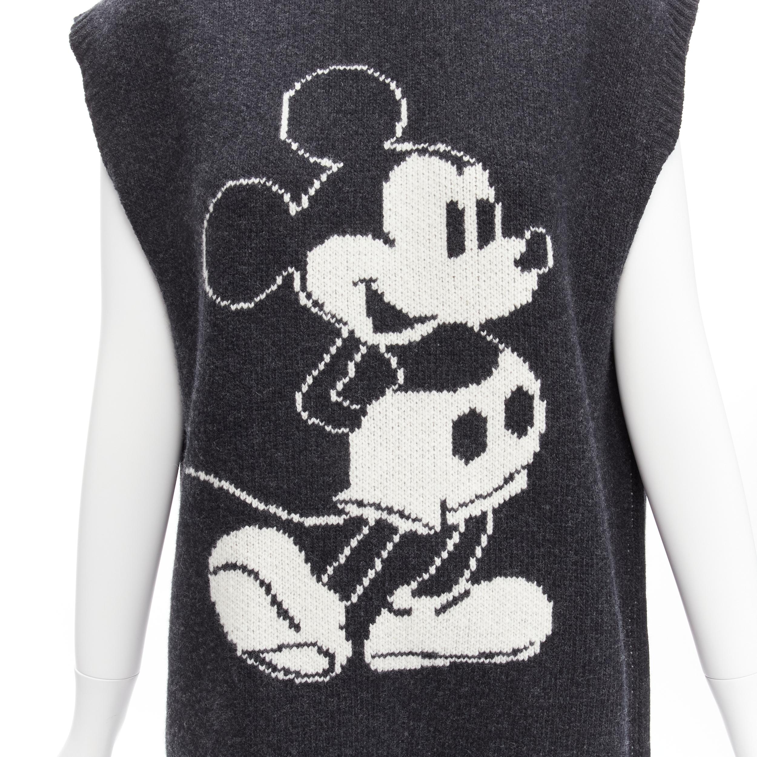MIU MIU DISNEY 2021 Mickey Mouse 100% virgin wool logo intarsia boxy vest IT36  3