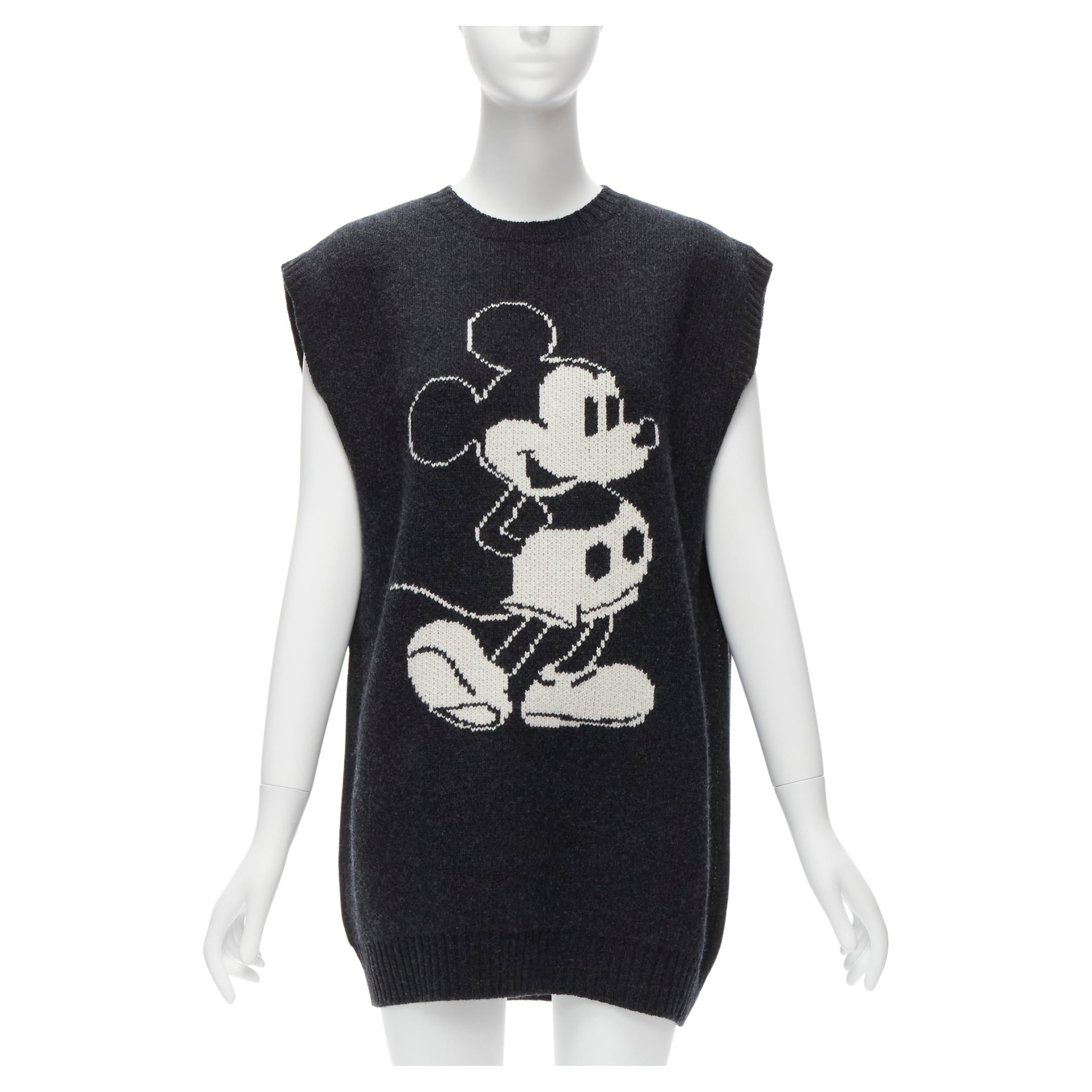 MIU MIU DISNEY 2021 Mickey Mouse 100% virgin wool logo intarsia boxy vest IT36 