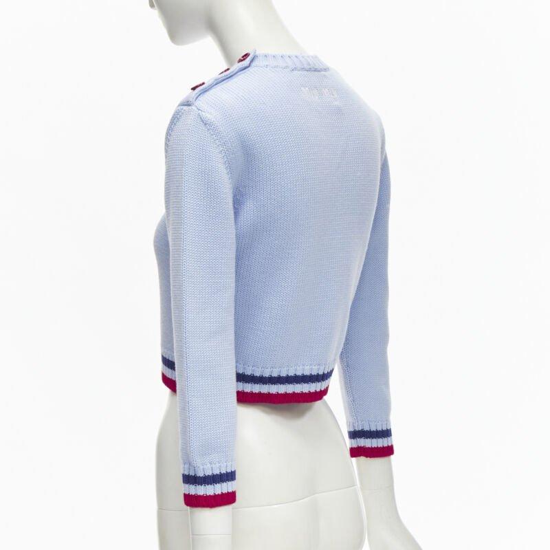 MIU MIU DISNEY Mickey Mouse powder blue red cropped sweater IT38 XS For Sale 1