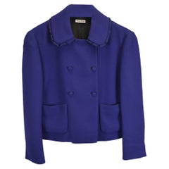 Miu Miu Double-Breasted Evening Jacket in Blue Wool