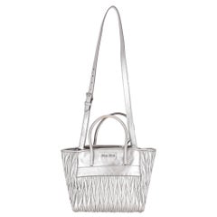 Miu Miu Double Zip Matelasse Metallic Leather Satchel Bag