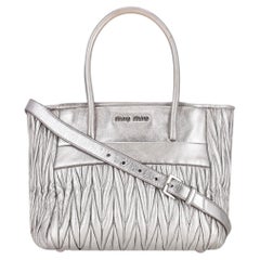 Miu Miu Double Zip Matelasse Metallic Leather Satchel Bag