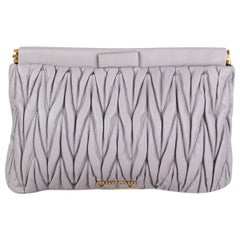 MIU MIU dove grey leather Matelasse Quilted Clutch Bag