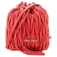 Miu Miu Drawstring Bucket Bag Matelasse Leather Mini