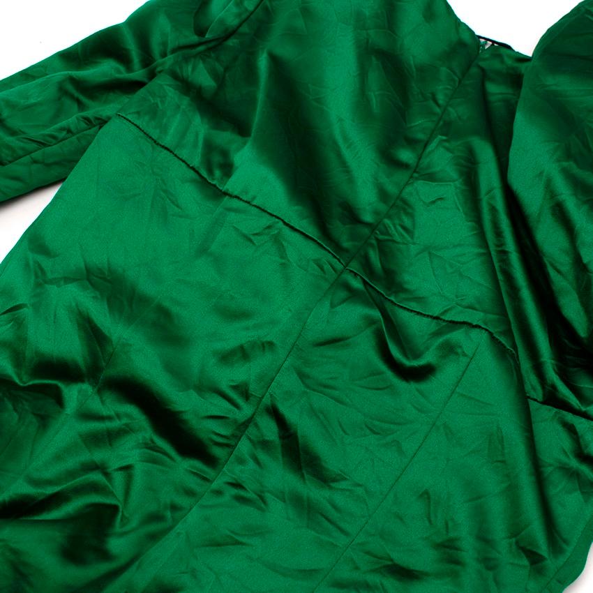 Miu Miu Duchesse Satin Froiss Green Silk Gown For Sale 5
