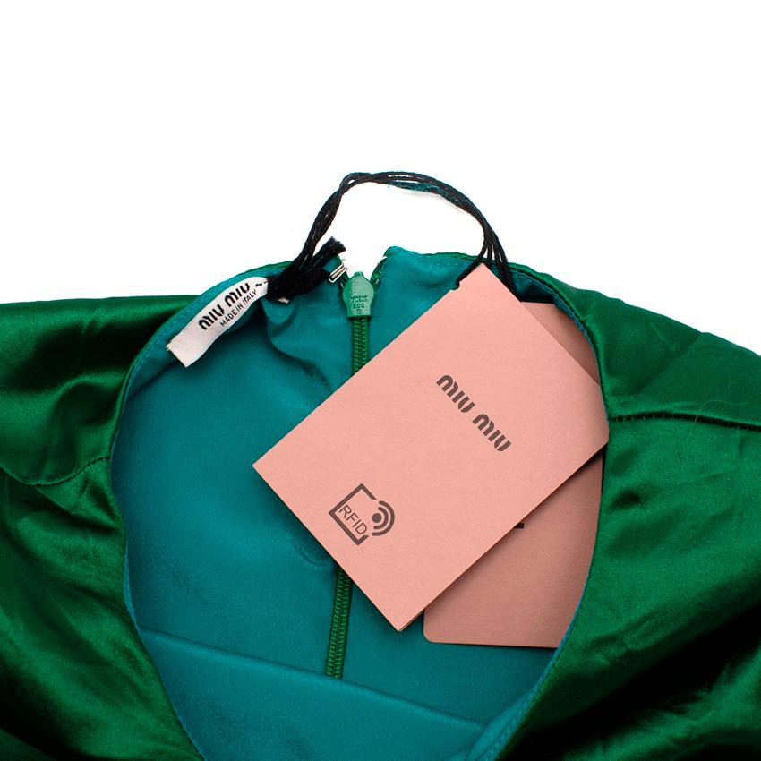 Women's Miu Miu Duchesse Satin Froiss Green Silk Gown For Sale