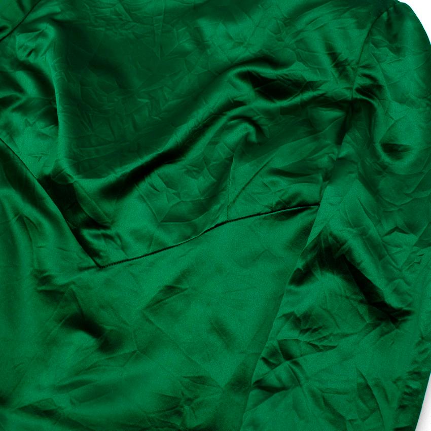 Miu Miu Duchesse Satin Froiss Green Silk Gown For Sale 1