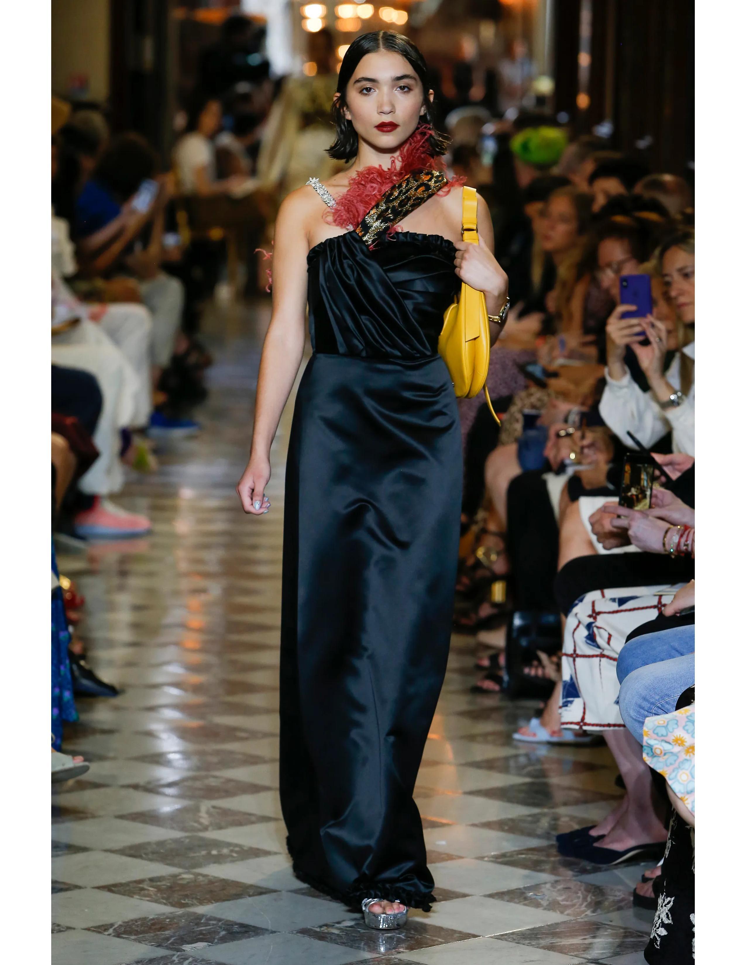MIU MIU duchesse satin runway gown with beaded strap For Sale 9