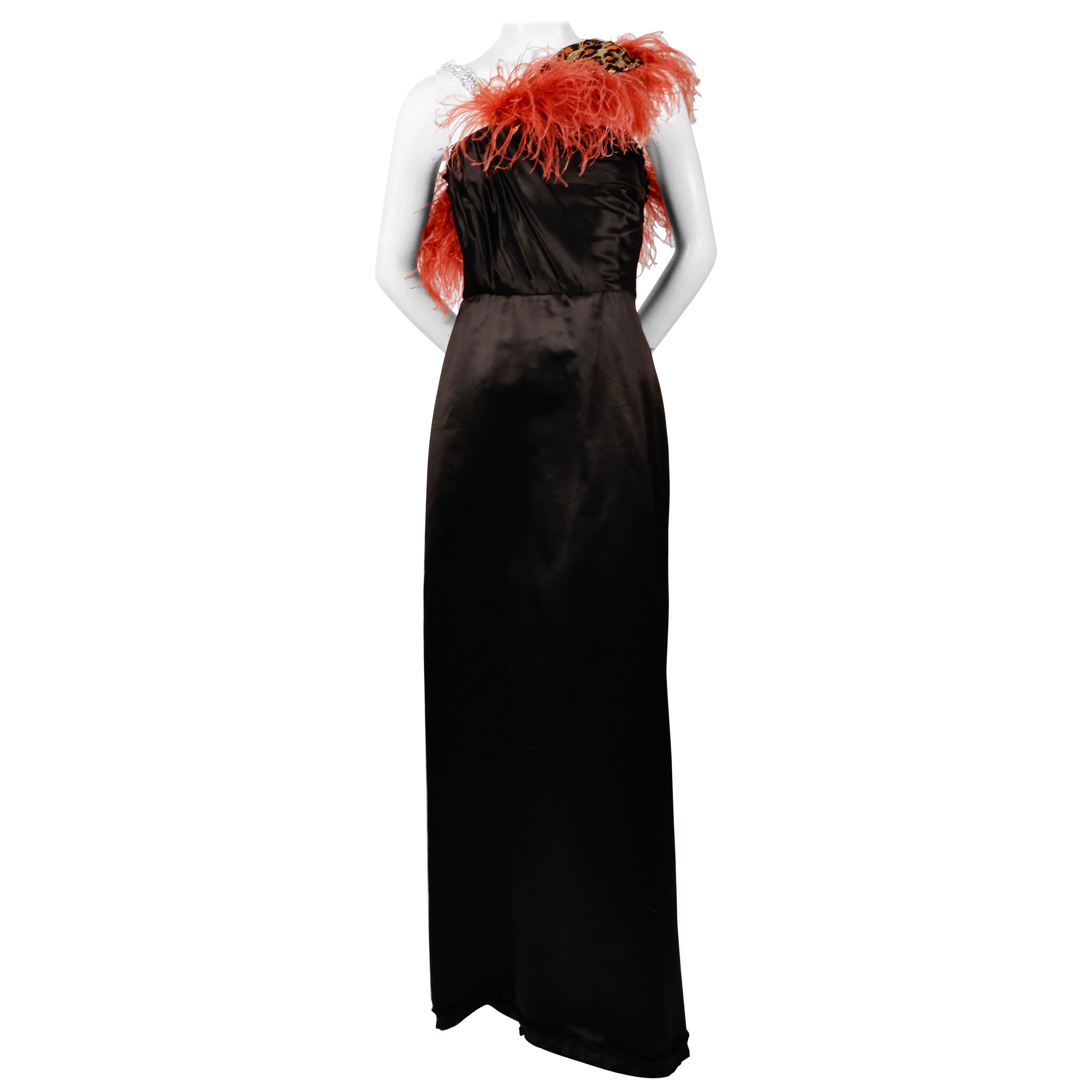 MIU MIU duchesse satin runway gown with beaded strap